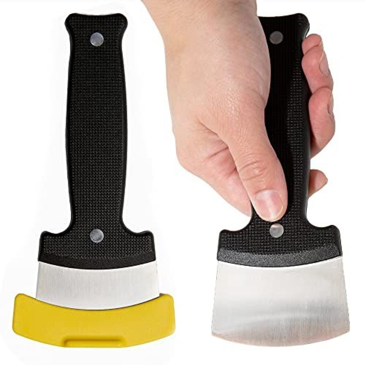 IMPRESA One-Handed Adaptive Kitchen Knife - Extra Wide Blade, Stainless Steel, Black, 2 Pack - Ergonomic Safety Ledge & Textured Grip - Adaptive Equipment for Disabled & Elderly Kitchen Utensils